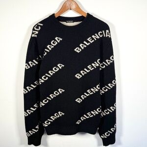 Balenciaga Allover Logo Sweater Large